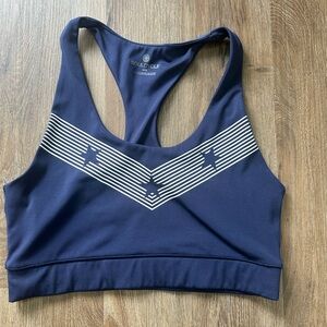 SoulCycle Blue Sports Bra with Star Pattern and stripes
